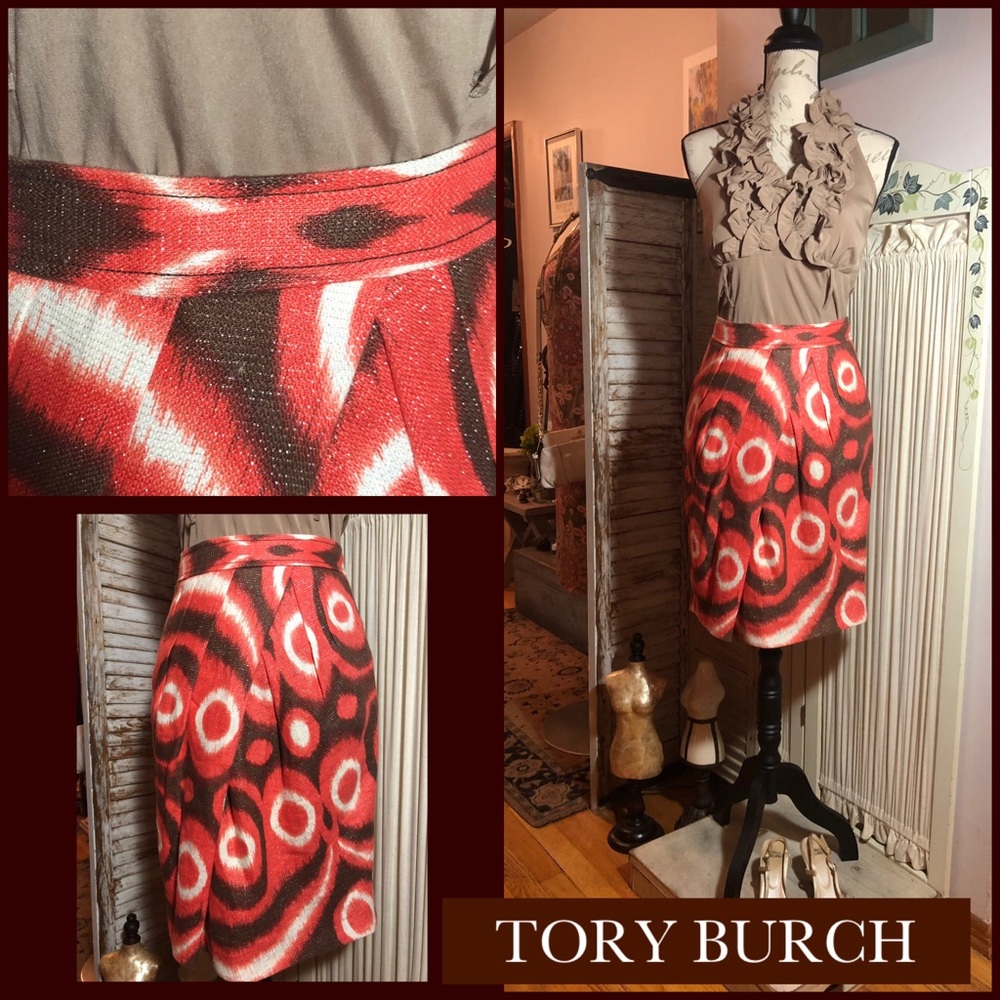 SALE💕NWOT-SZ 2-TORY BURCH ORANGE LINEN SKIRT